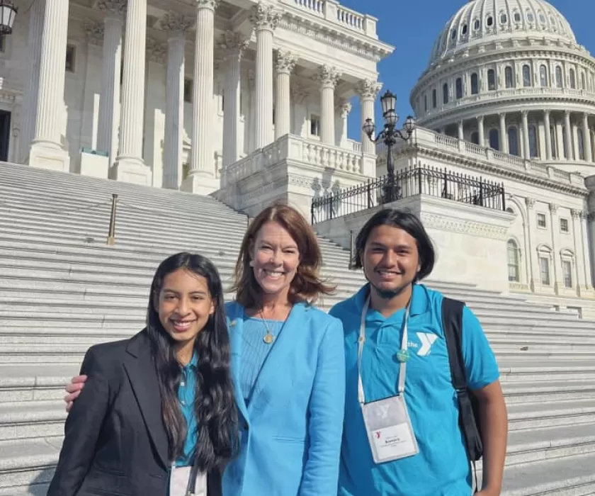 Youth and Government at the Y- Participants pose the YUSA President & CEO in front of our Nation's Capitol